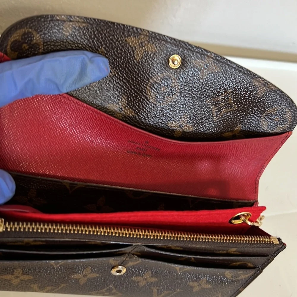 Louis Vuitton Brown Monogram Crossbody with Red Accent